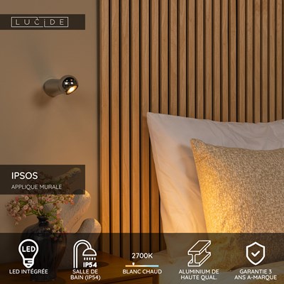 Lucide IPSOS - Applique murale Salle de bains - LED - 1x6W 2700K - IP54 - Chrome